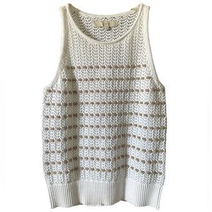NEW LOFT Sleeveless Knit Summer Top Beige White XS